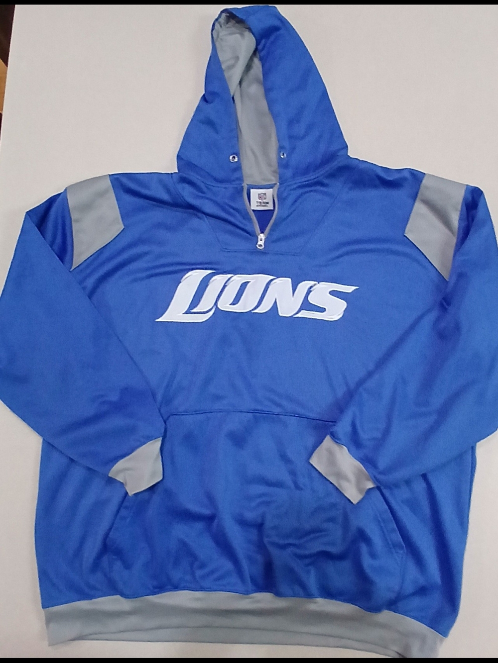 NFL LIONS Royal Blue Hoodie with Gray Lining Size XXL